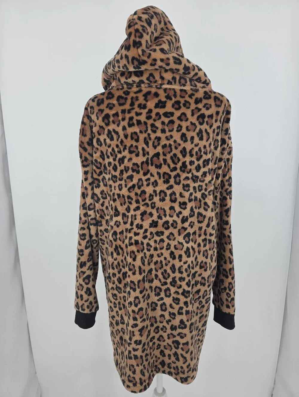Juicy Couture S/M Leopard Print Plush Hooded Sleepwear Sherpa Lounge Dress